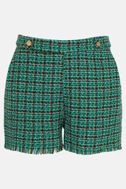 Online Oasis Plus Size Tweed Button Detail Shorts Green