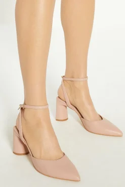 Online Oasis Pointed Block Heel Court Shoes Blush