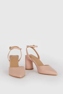 Online Oasis Pointed Block Heel Court Shoes Blush