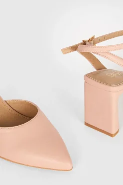 Online Oasis Pointed Block Heel Court Shoes Blush