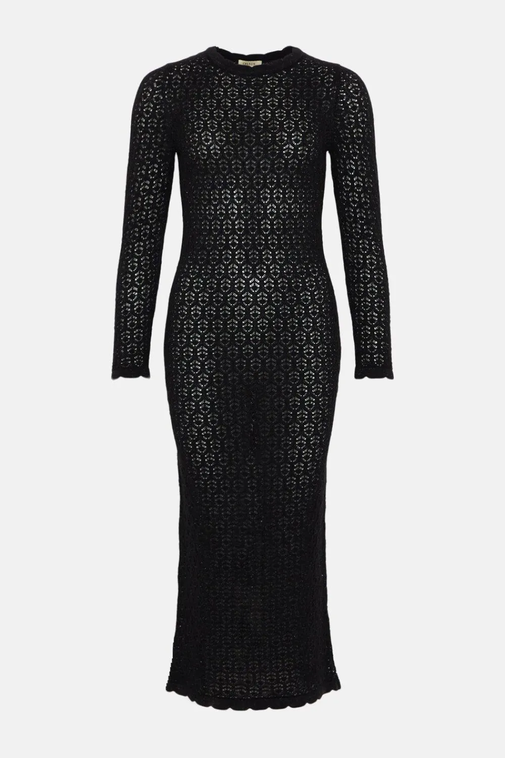 Online Oasis Pointelle Stitch Column Dress Black