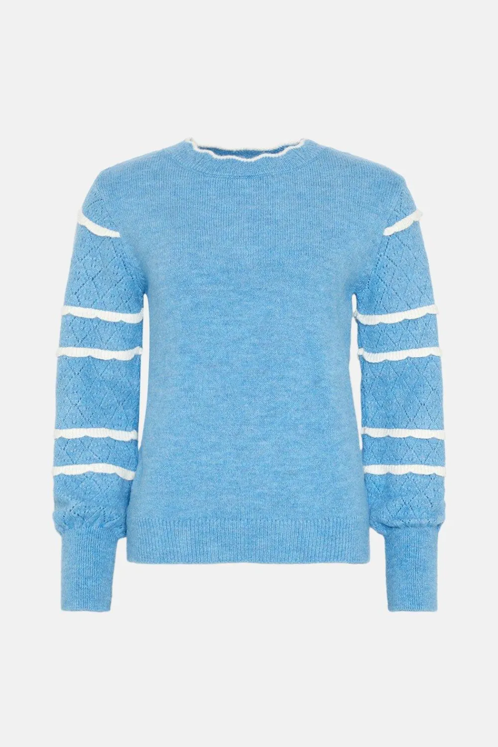 Clearance Oasis Pointelle Stitch Sleeve Tipped Cosy Jumper Ecru