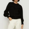 Fashion Oasis Pointelle Yoke Frill Detail Jumper Blue