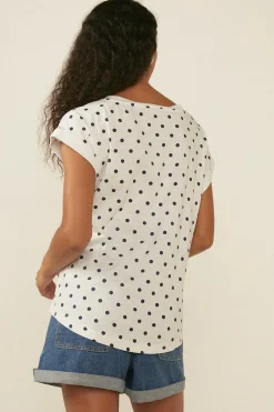 Online Oasis Polka Dot Organic Cotton Slub T-Shirt Navy