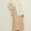 Discount Oasis Polka Dot Pleated Midi Skirt Taupe
