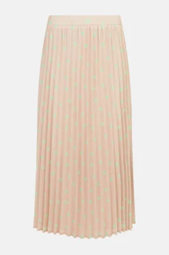 Discount Oasis Polka Dot Pleated Midi Skirt Taupe