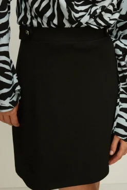 Best Oasis Ponte Button Detail Mini Skirt Black