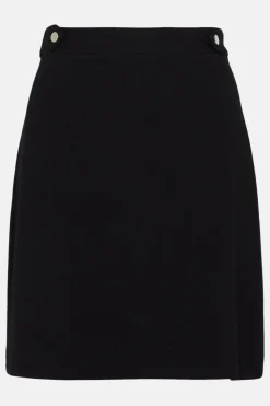 Best Oasis Ponte Button Detail Mini Skirt Black