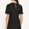 Hot Oasis Ponte Frill Shift Dress Black