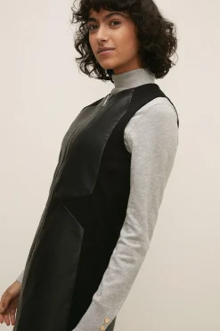 Fashion Oasis Ponte Leather Mix Dress Black