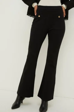 New Oasis Ponte Patch Pocket Kick Flare Trouser Black