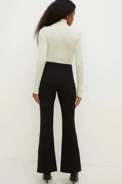 New Oasis Ponte Patch Pocket Kick Flare Trouser Black