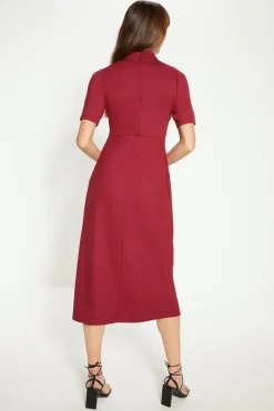 Best Oasis Ponte Pocket Detail Midi Dress Burgundy