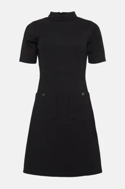 Discount Oasis Ponte Pocket Detail Mini Dress Burgundy