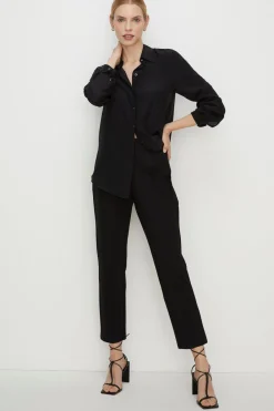 Sale Oasis Ponte Tailored Slim Leg Trouser Black