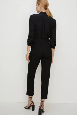 Sale Oasis Ponte Tailored Slim Leg Trouser Black