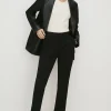 Sale Oasis Ponte Tailored Split Detail Trouser Black