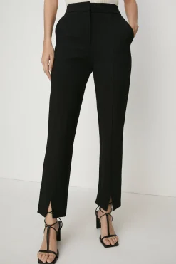 Sale Oasis Ponte Tailored Split Detail Trouser Black