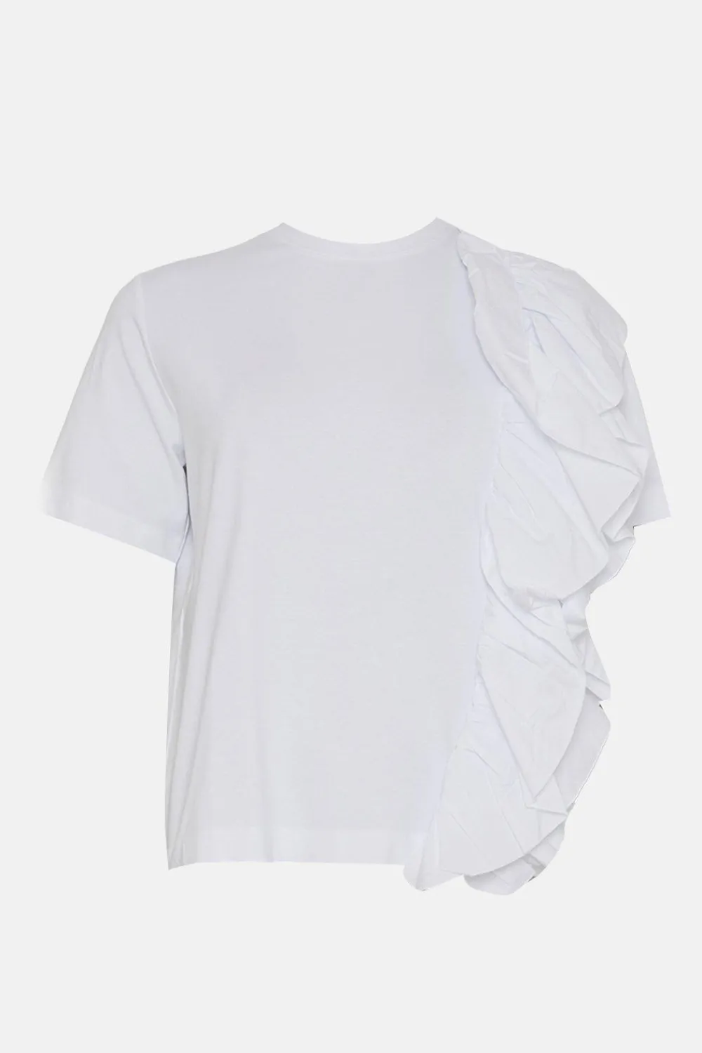 Online Oasis Poplin Ruffle Cotton Boxy T-Shirt White