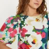 Sale Oasis Posey Floral Woven Mix Puff Sleeve Tshirt Multi