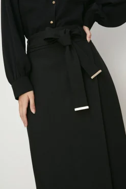 Discount Oasis Premium Belted Wrap Over Midi Skirt Black