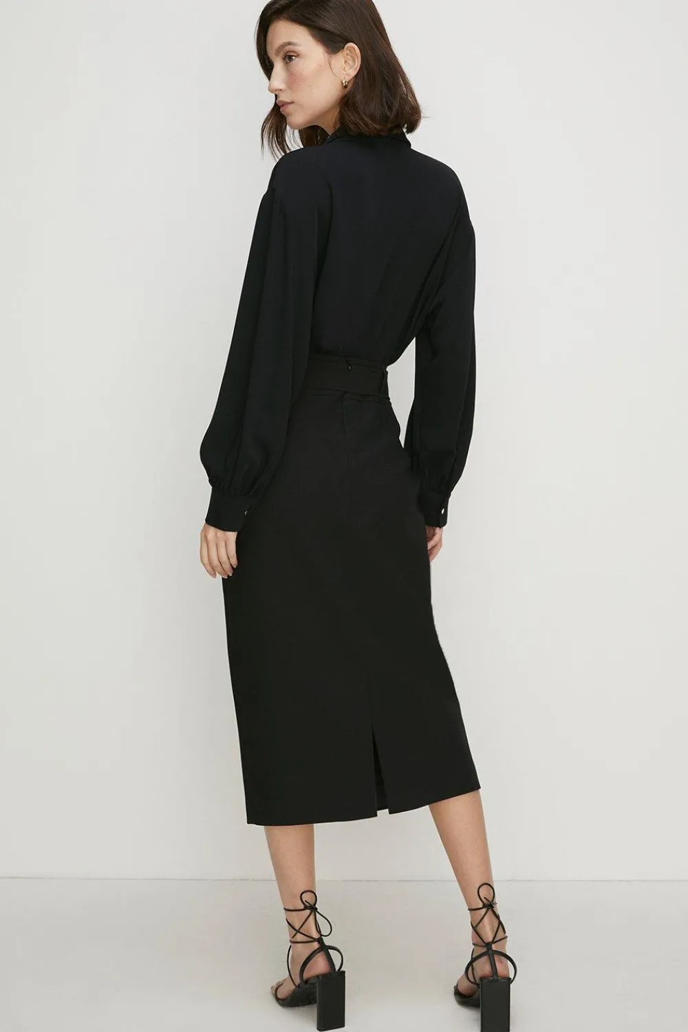 Discount Oasis Premium Belted Wrap Over Midi Skirt Black