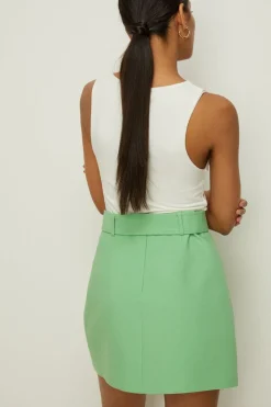 Discount Oasis Premium Belted Wrap Over Mini Skirt Green