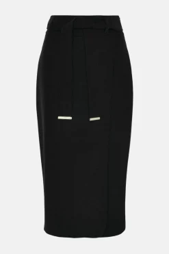Discount Oasis Premium Belted Wrap Over Midi Skirt Black