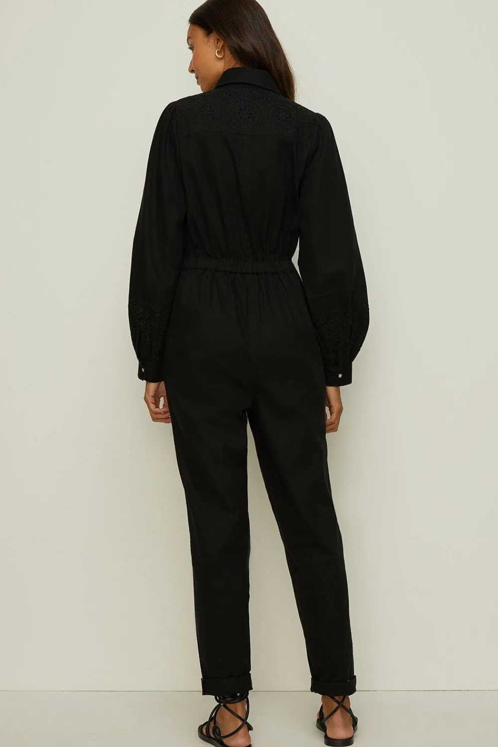 Outlet Oasis Premium Broderie Jumpsuit Black
