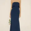 Fashion Oasis Premium Crepe Bandeau Midi Dress Navy