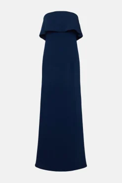 Fashion Oasis Premium Crepe Bandeau Midi Dress Navy
