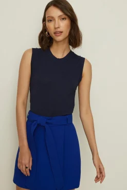 Best Oasis Premium Crepe Belted Wrap Mini Skirt Yellow