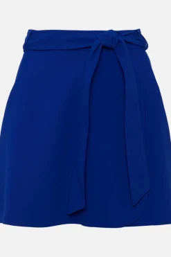 Best Oasis Premium Crepe Belted Wrap Mini Skirt Yellow
