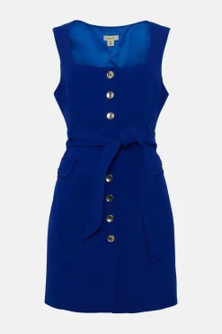 Best Oasis Premium Crepe Button Detail Shift Dress Blue