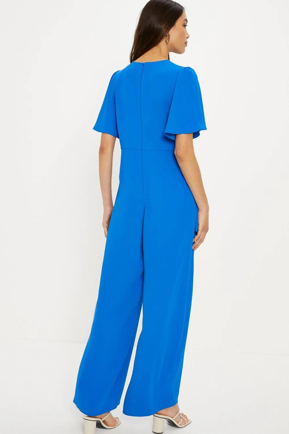 Online Oasis Premium Crepe Drape Tie Front Jumpsuit Cobalt