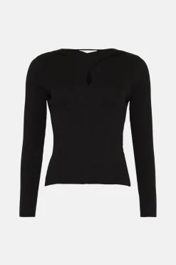 Best Oasis Premium Cut Out Ribbed Knit Top Raspberry