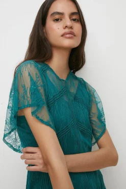 Online Oasis Premium Delicate Lace Maxi Dress Emerald