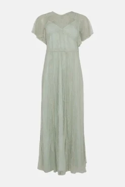 Discount Oasis Premium Delicate Lace Maxi Dress Sage