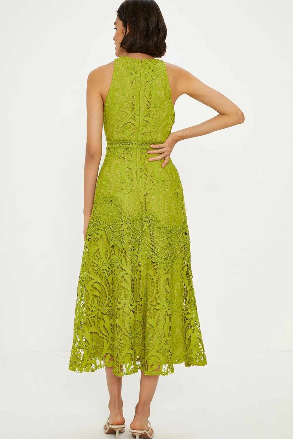 Fashion Oasis Premium Floral Lace Halter Midaxi Dress Hot Pink