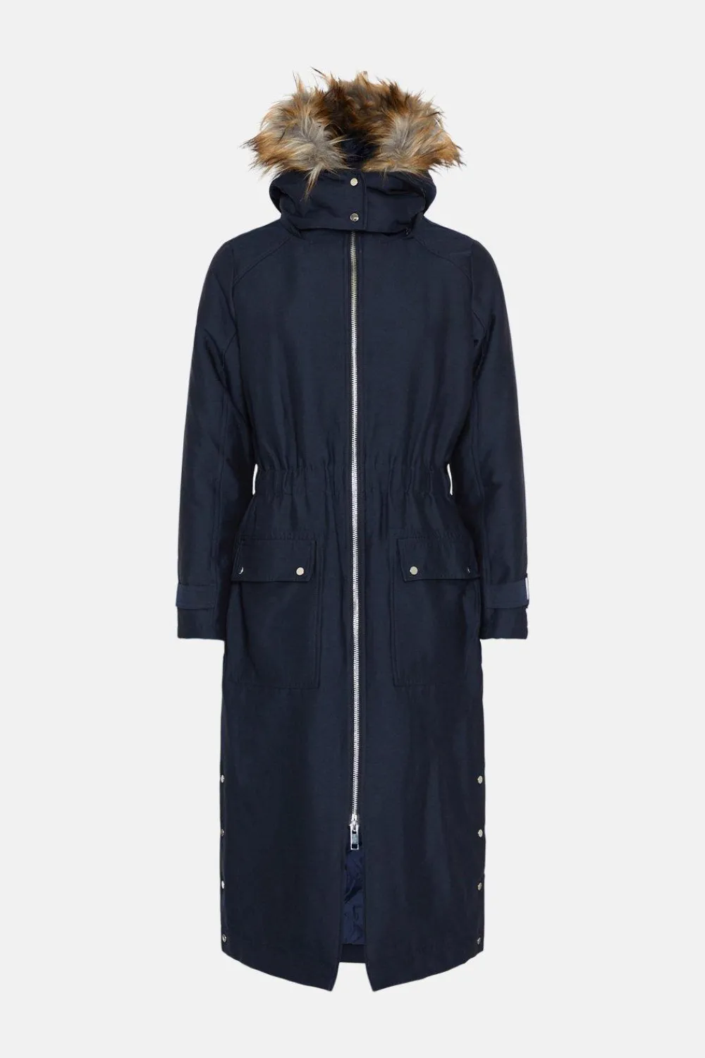 Hot Oasis Premium Fur Hood Padded Winter Parka Coat Navy