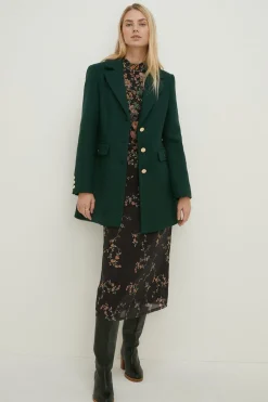 Fashion Oasis Premium Italian Wool Mix Sb Coat Navy