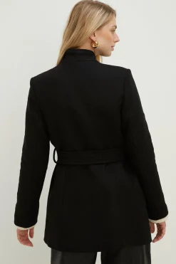 Hot Oasis Premium Italian Wool Mix Wrap Short Coat Forest