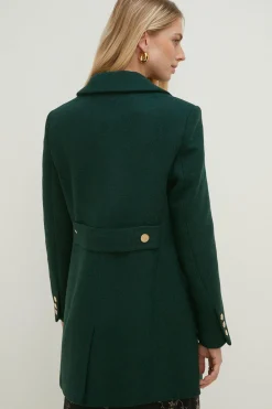 Fashion Oasis Premium Italian Wool Mix Sb Coat Navy