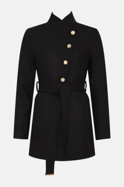 Hot Oasis Premium Italian Wool Mix Wrap Short Coat Forest