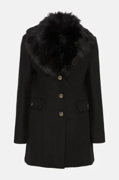 Clearance Oasis Premium Italian Wool Mix Faux Fur Sb Coat Camel