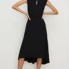 Outlet Oasis Premium Keyhole Tiered Midi Dress Black