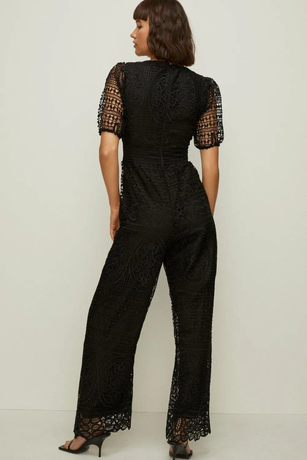 Discount Oasis Premium Lace V Neck Jumpsuit Black