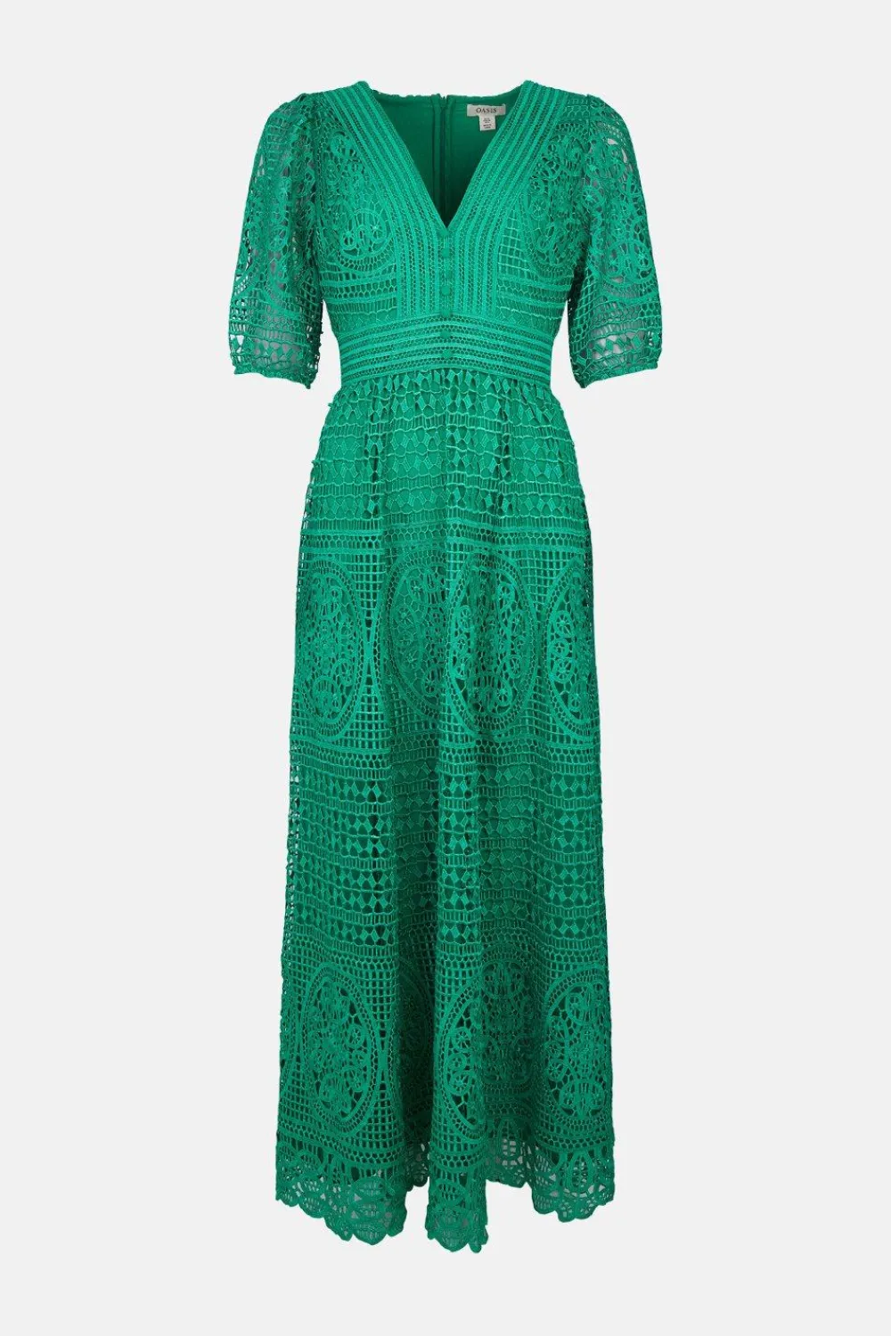 Clearance Oasis Premium Lace V Neck Maxi Dress Bright Green
