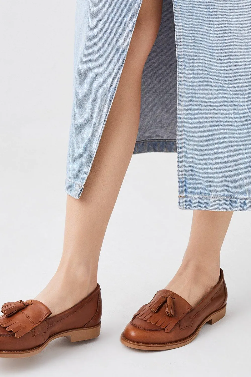 Online Oasis Premium Leather Tassel Loafers Tan