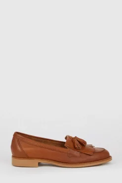 Online Oasis Premium Leather Tassel Loafers Tan
